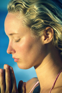 Close up of woman praying