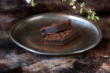 Chocolate brownie cake slices