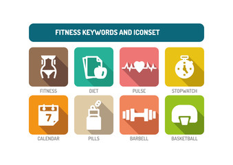  Fitness Flat Icon Set