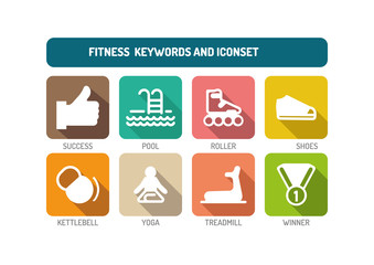  Fitness Flat Icon Set