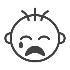 Baby boy cry line icon, child and infant, vector graphics, a linear pattern on a white background, eps 10.