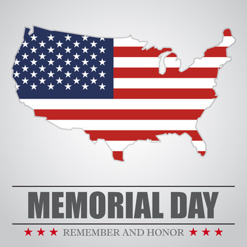 Memorial Day background with USA map . Vector illustration