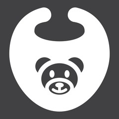 Baby bib solid icon, kid and clothes, vector graphics, a filled pattern on a black background, eps 10.