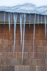 ice icicles on the roof