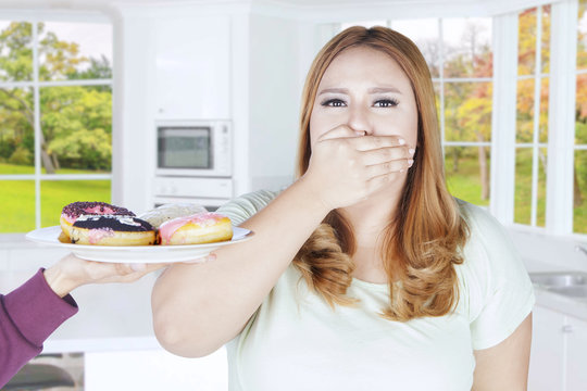 Blonde hair woman closed mouth