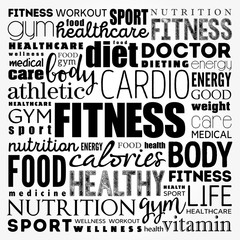 FITNESS word cloud, sport, health concept background