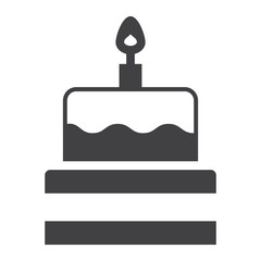 Birthday cake solid icon, sweet and holiday, vector graphics, a filled pattern on a white background, eps 10.