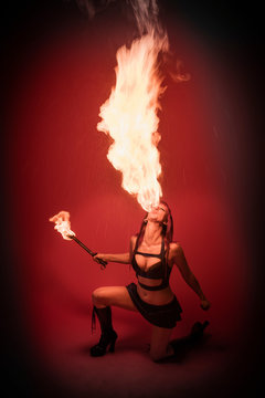 Fire breather performing