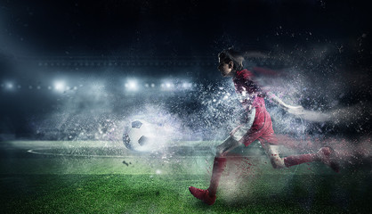 Naklejka premium With endless will to victory. Mixed media . Mixed media