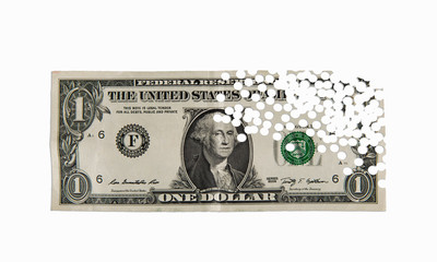 Holes in a one dollar banknote