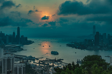 Naklejka premium 홍콩 야경 (Hong Kong Nightview)