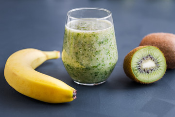 Healthy food. Smoothies of kiwi and banana