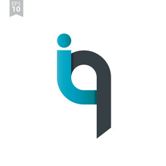 Initial Letter IQ Rounded Lowercase Logo - obrazy, fototapety, plakaty
