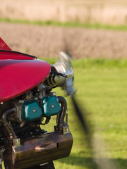 Microlight aircraft  propeller and engine detail.