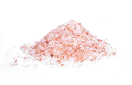 Pink salt isolated on a white background