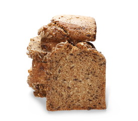Whole wheat bread, isolated on white background