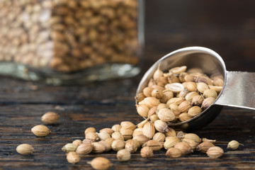 Coriander Seeds Spilled from a Teaspoon