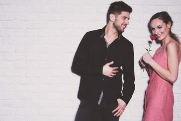 Happy woman with rose