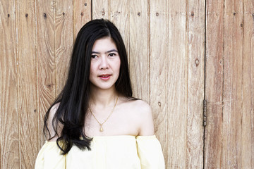 Fototapeta premium Portrait Asian young with long black hair