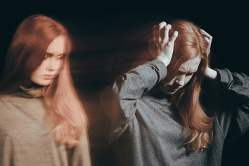 Woman having mood swing
