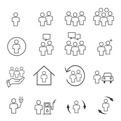 People Icons Line work group Team Vector