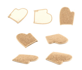 Hand shaped loofa sponge isolated