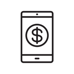 icon money in smartphone, vector