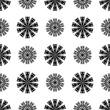 Floral monochrome background. Seamless black and white pattern
