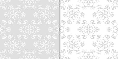 Gray flower seamless patterns. Wallpaper background