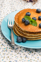Pancakes with fresh blackberries