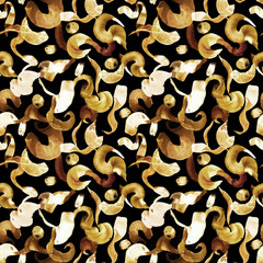 Abstract watercolor brush strokes tribal seamless pattern