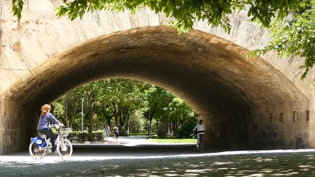 Bridge at the Turia garden in Valencia