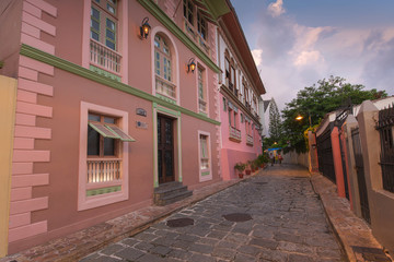 Multicolored houses in the Las Penas district on the hill of St. Ana, Guayaquil, Ecuador