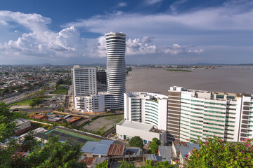 View of the Malecon and the Guayas River in Guayaquil, Ecuador