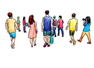 Obraz premium group of people marker sketch isolated