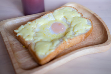 Breakfast food menu egg in a hole