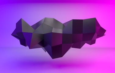 3d render of abstract geometric shape from triangular faces. 3D poster.
