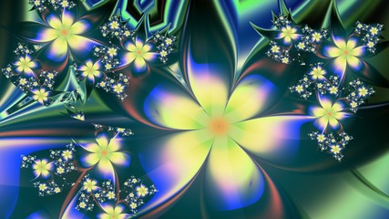 Fractal flora. Floral colorful arrangement Wallpaper for your desktop