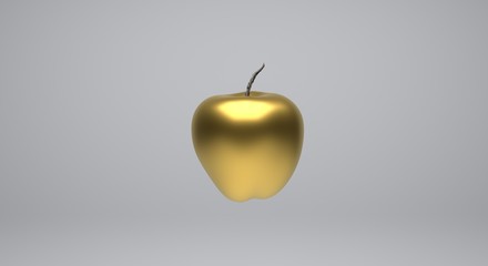 High resolution 3D image.3d render golden apple