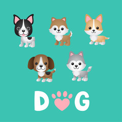 Obraz premium Set of dogs character illustration