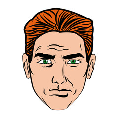 face man pop art style image vector illustration