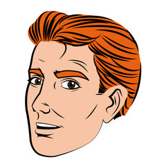 face man pop art style image vector illustration