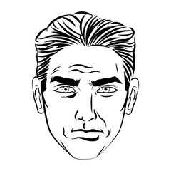 face man pop art style image vector illustration