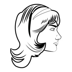 pretty face woman hairstyle comic vector illustration