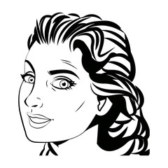 pretty face woman hairstyle comic vector illustration