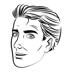 face man pop art style image vector illustration