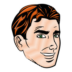 face man pop art style image vector illustration