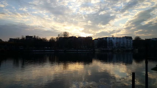 Sunset at the Spree river in Berlin
