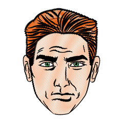 face man pop art style image vector illustration