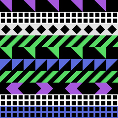 Retro color seamless pattern. Fancy abstract geometric art print. Ethnic hipster ornamental lines backdrop.